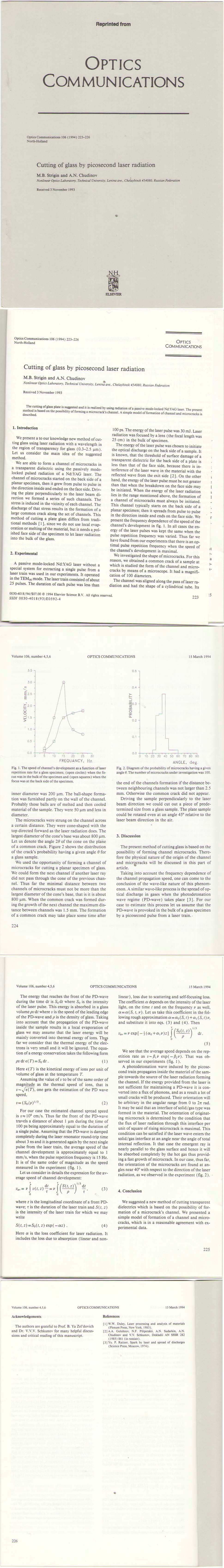 Cutting of glass by picosecond laser radiation